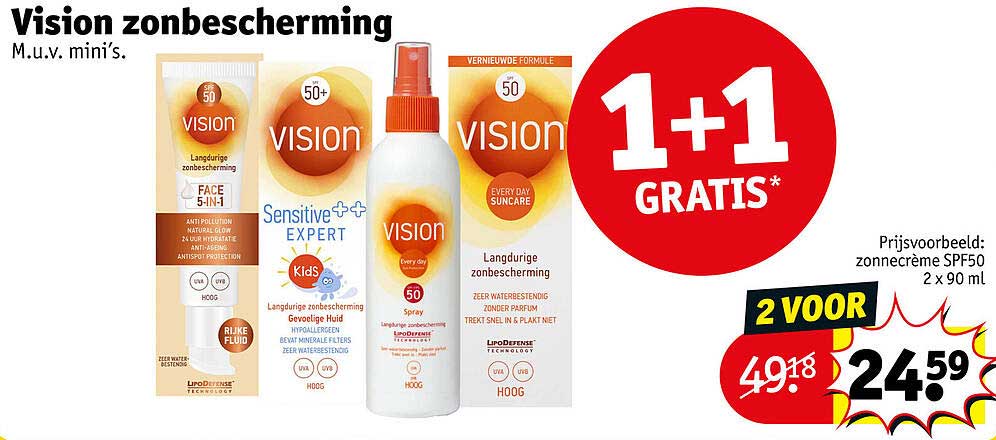 Vision zonbescherming M.u.v. mini’s. 1+1 GRATIS*