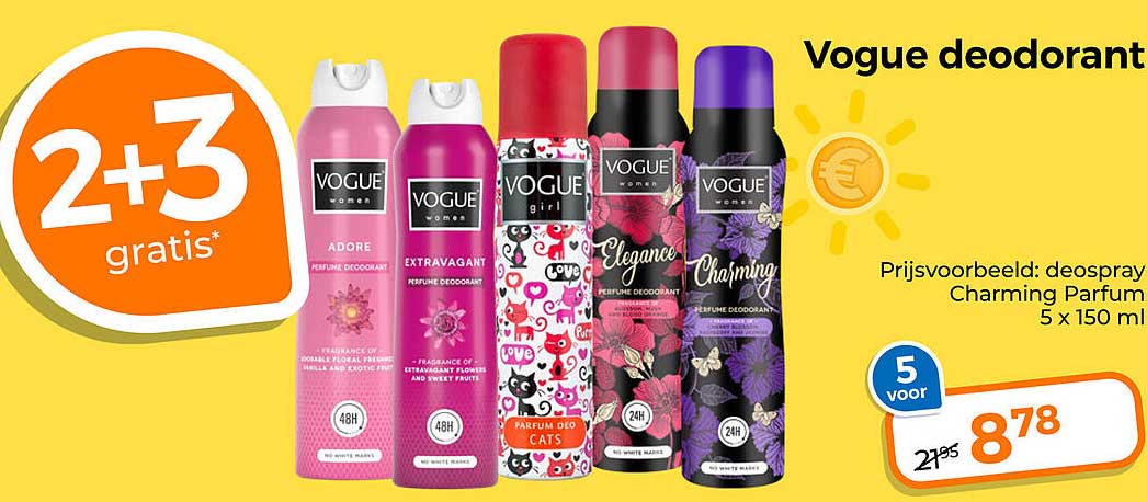 Vogue deodorant 2+3 gratis*