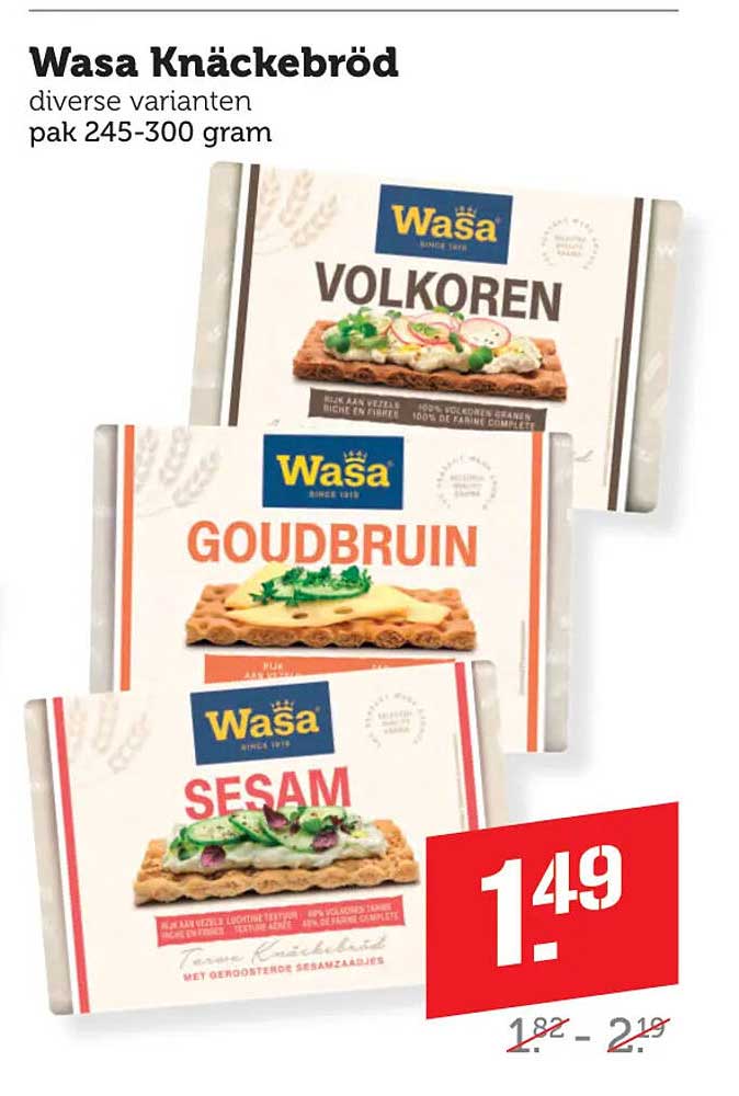 Wasa Knäckebröd diverse varianten pak 245-300 gram
