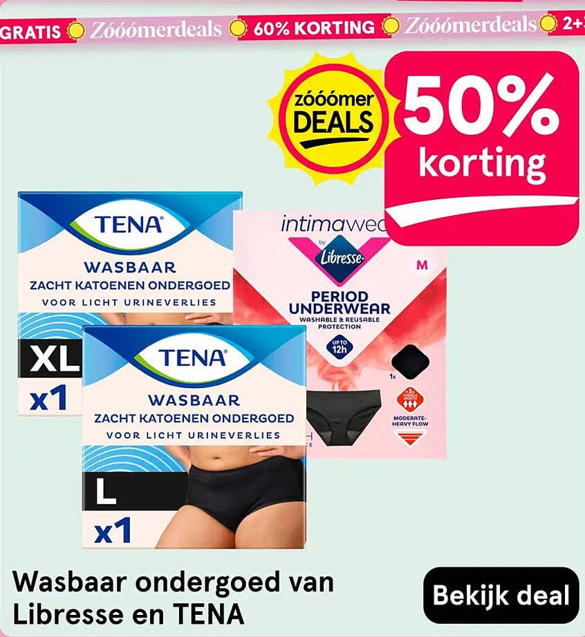 Wasbaar ondergoed van Libresse en TENA 50% korting