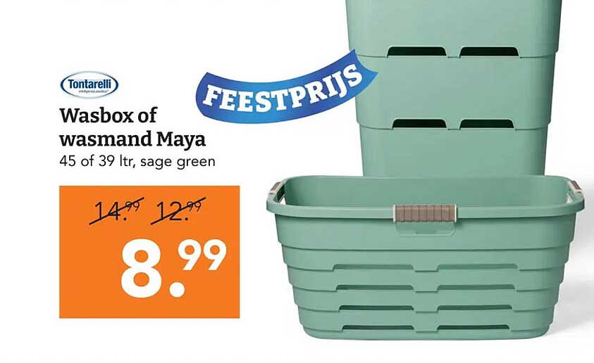 Wasbox of wasmand Maya 45 of 39 ltr, sage green FEESTPRIJS