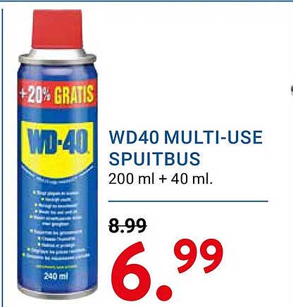 WD40 MULTI-USE SPUITBUS 200 ml + 40 ml. +20% GRATIS
