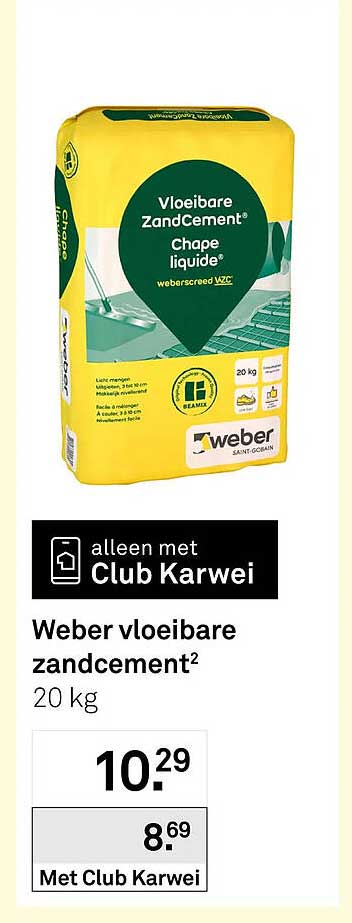 Weber vloeibare zandcement² 20 kg Met Club Karwei
