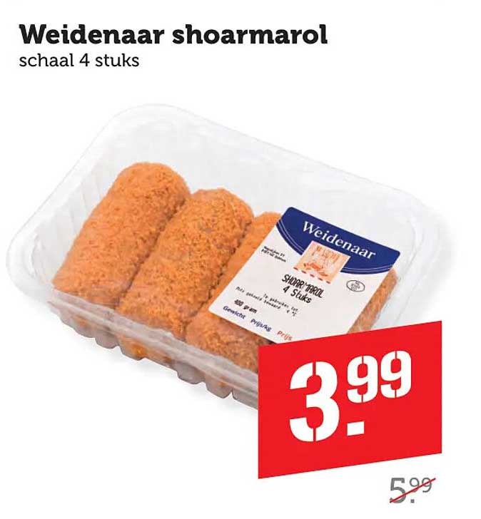 Weidenaar shoarmarol schaal 4 stuks