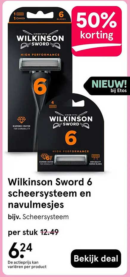 Wilkinson Sword 6 scheersysteem en navulmesjes