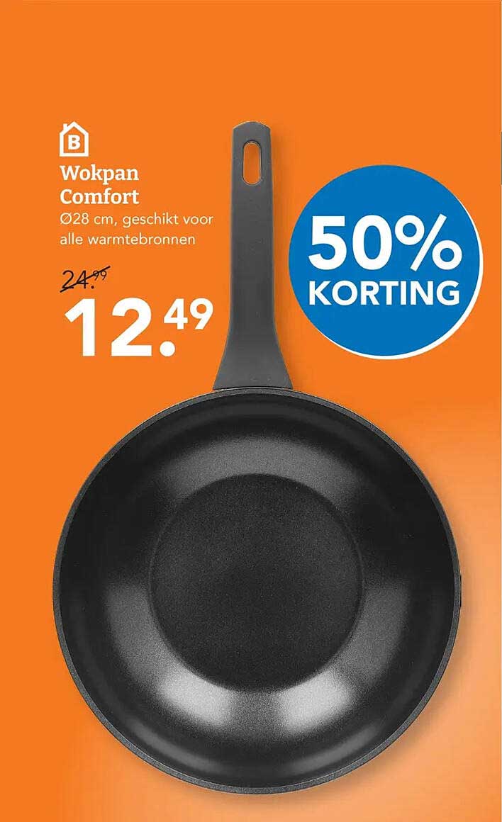 Wokpan Comfort Ø28 cm, geschikt voor alle warmtebronnen 50% KORTING