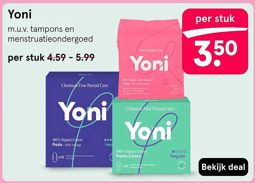 Yoni m.u.v. tampons en menstruatieondergoed