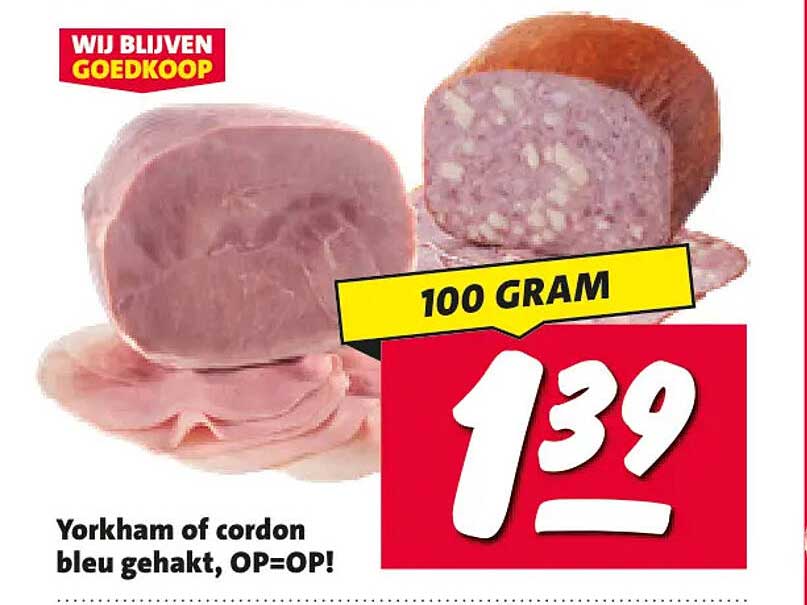 Yorkham of cordon bleu gehakt, OP=OP! 100 GRAM