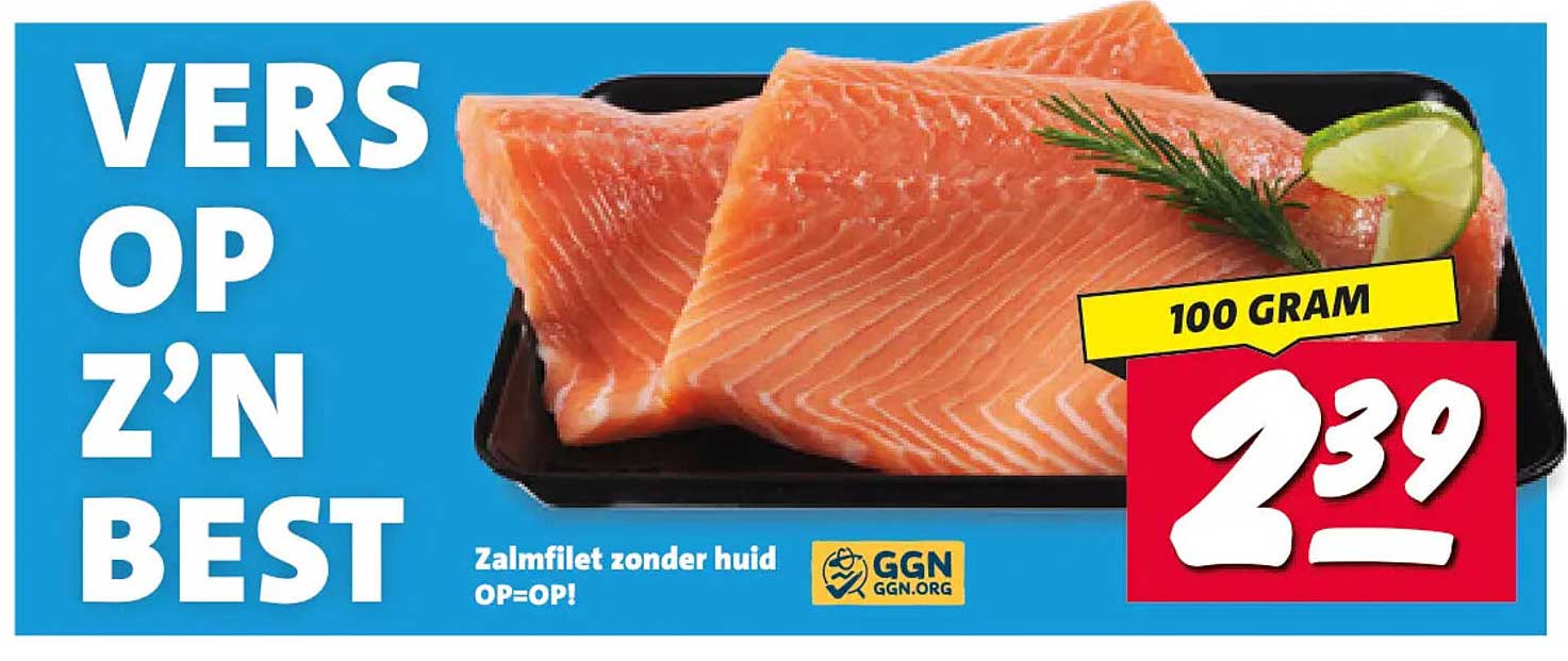 Zalmfilet zonder huid OP=OP!