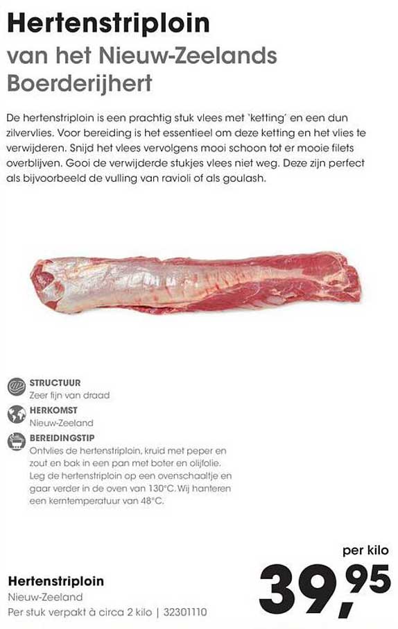 Hertenstriploin van het Nieuw-Zeelands Boerderijhert