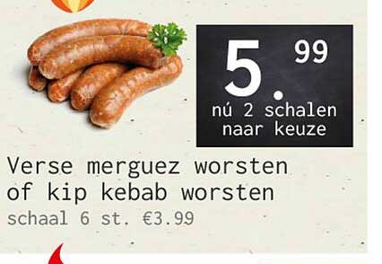 Verse merguez worsten of kip kebab worsten