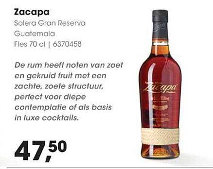 Zacapa Solera Gran Reserva Guatemala Fles 70 cl