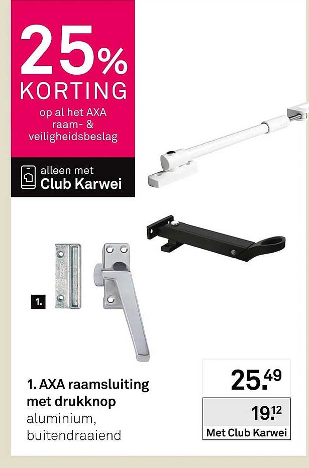 1. AXA raamsluiting met drukknop