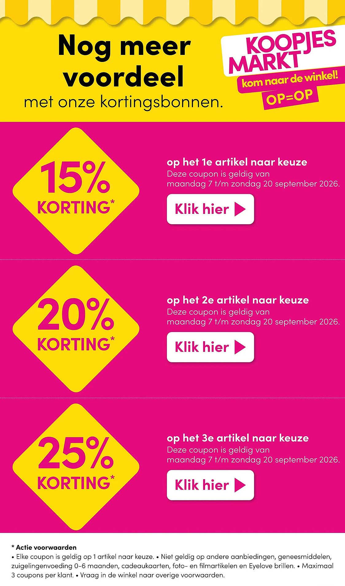 15% KORTING* op het 1e artikel naar keuze