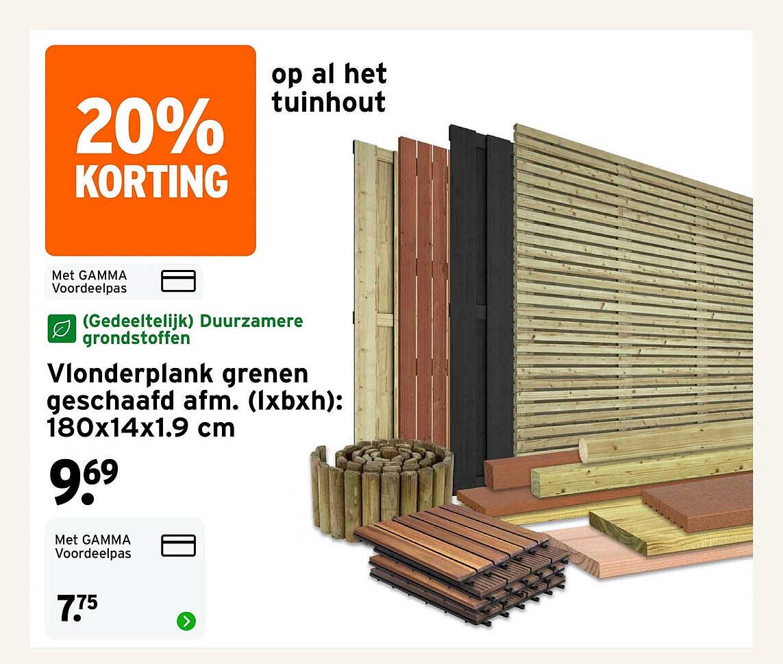 20% korting op al het tuinhout