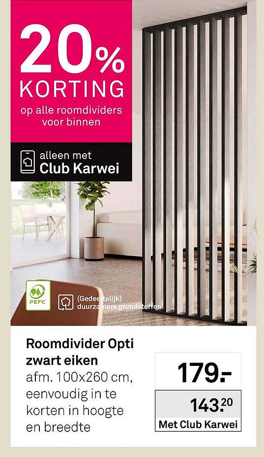 20% KORTING op alle roomdividers voor binnen