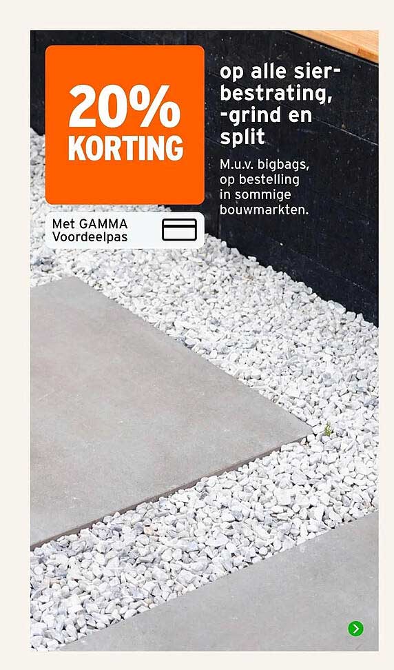 20% KORTING op alle sierbestrating, -grind en split