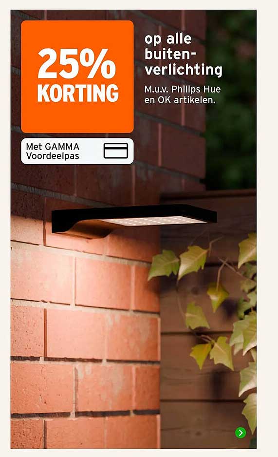 25% korting op alle buiten-verlichting