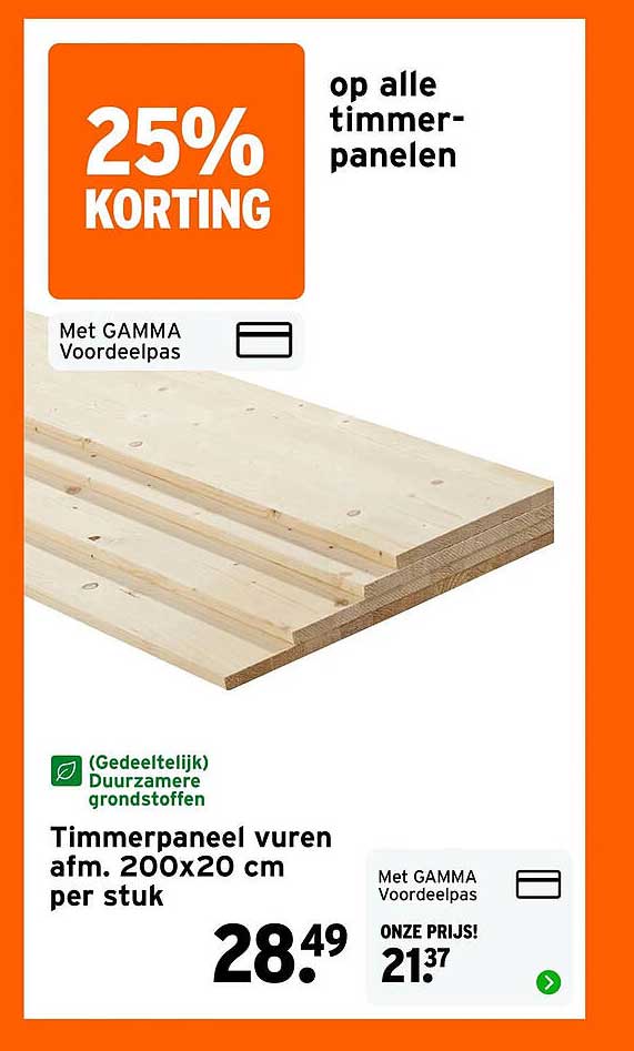 25% KORTING op alle timmer-panelen