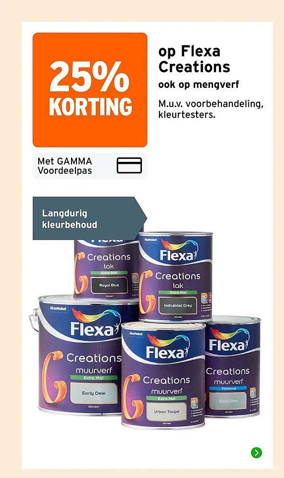 25% KORTING op Flexa Creations ook op mengverf