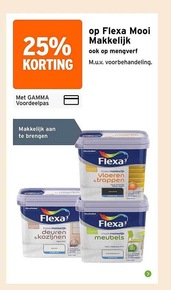 25% korting op Flexa Mooi Makkelijk ook op mengverf