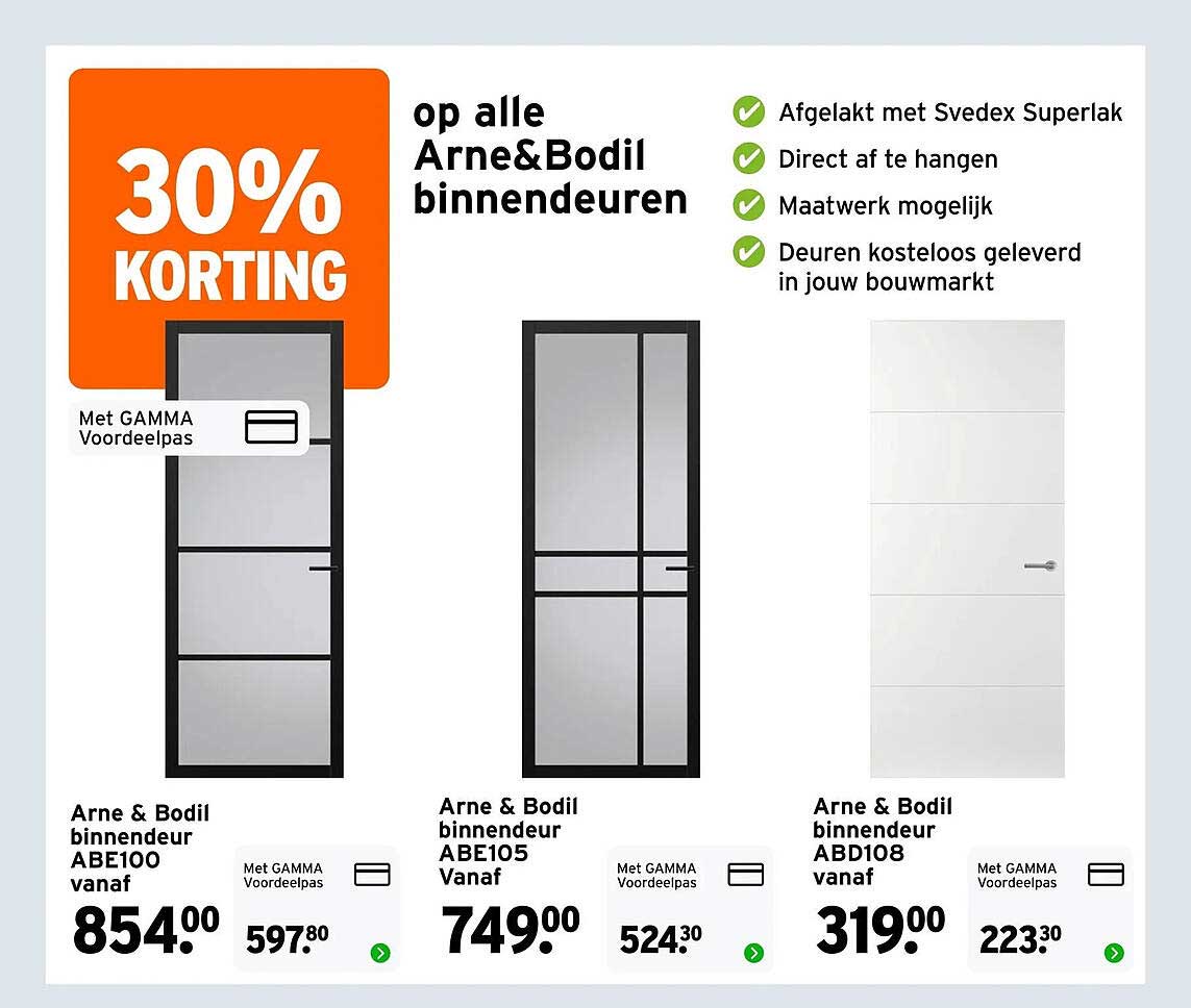 30% KORTING op alle Arne&Bodil binnendeuren