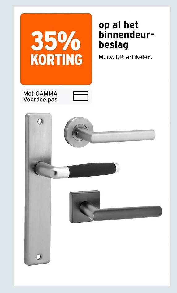 35% korting op al het binnendeurbeslag