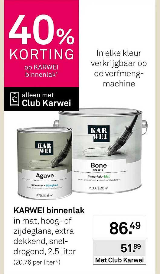 40% korting op KARWEI binnenlak
