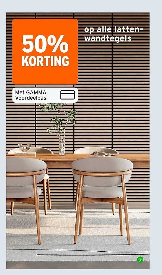 50% KORTING op alle latten-wandtegels