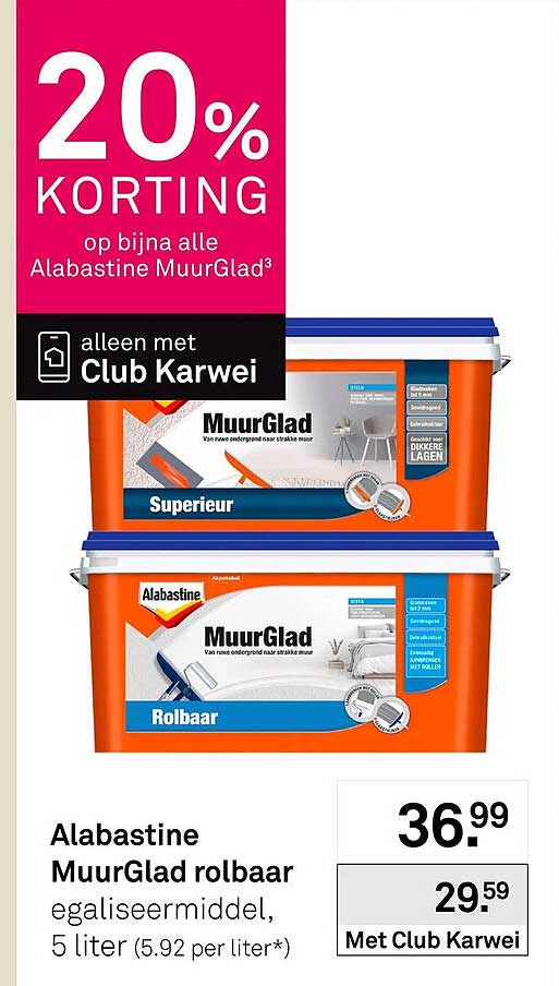 Alabastine MuurGlad rolbaar egaliseermiddel, 5 liter