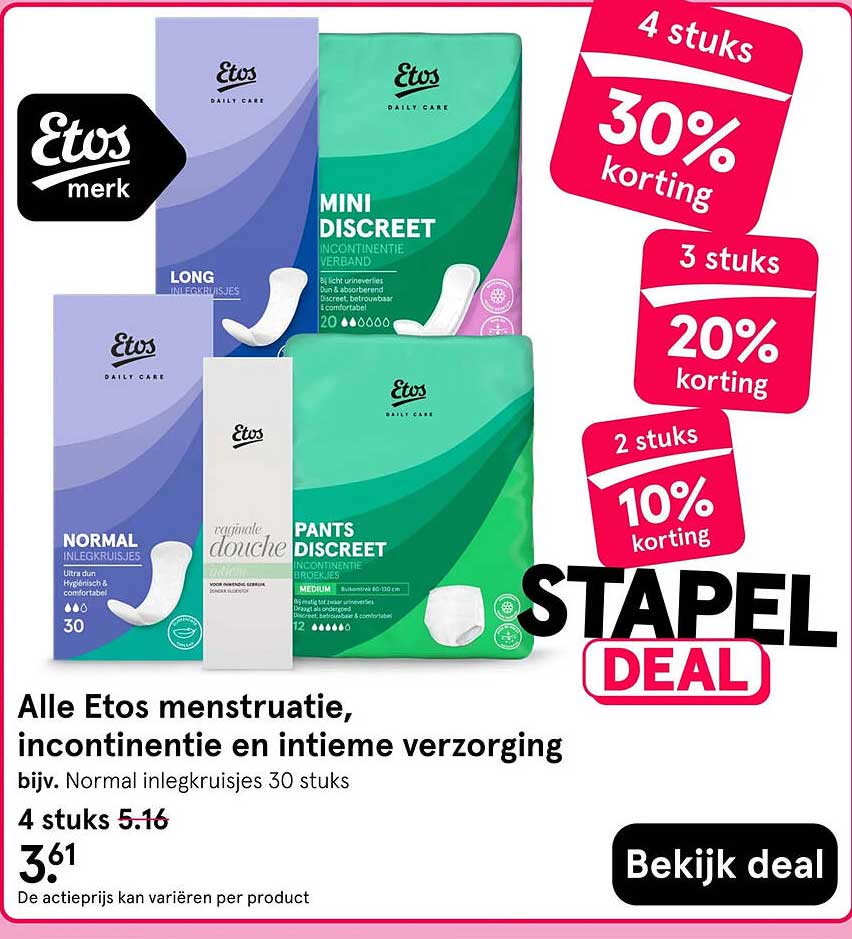 Alle Etos menstruatie, incontinentie en intieme verzorging