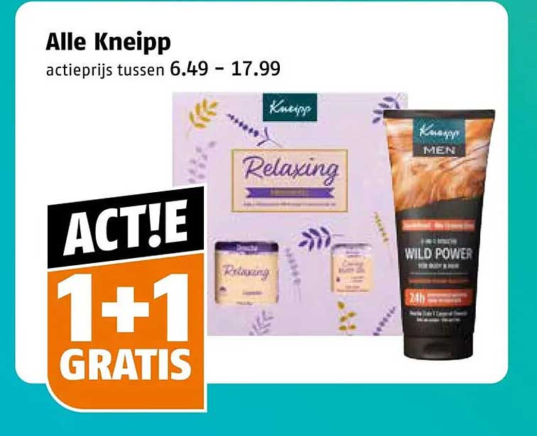 Alle Kneipp actprijs tussen 6.49 – 17.99 1+1 GRATIS