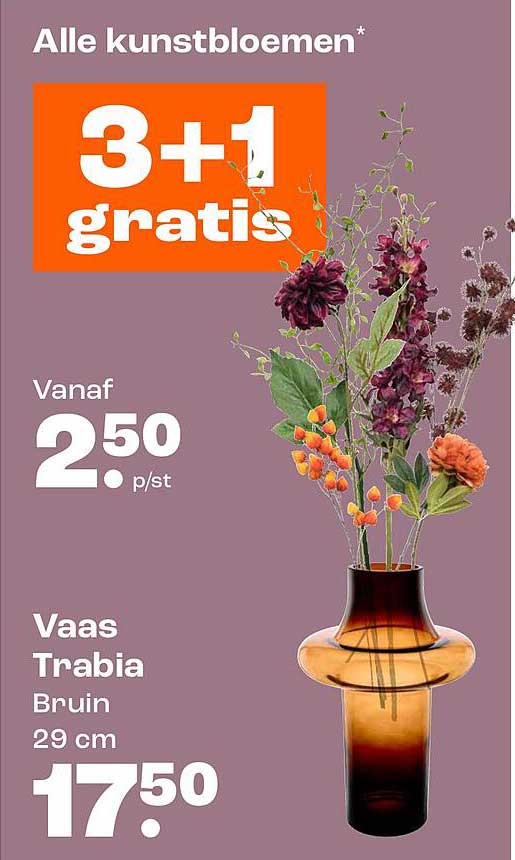 Alle kunstbloemen 3+1 gratis