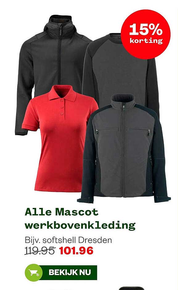 Alle Mascot werkbovenkleding Bijv. softshell Dresden 15% korting