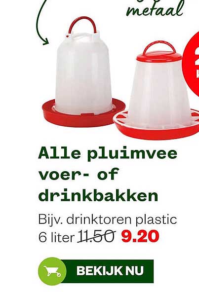 Alle pluimvee voer- of drinkbakken