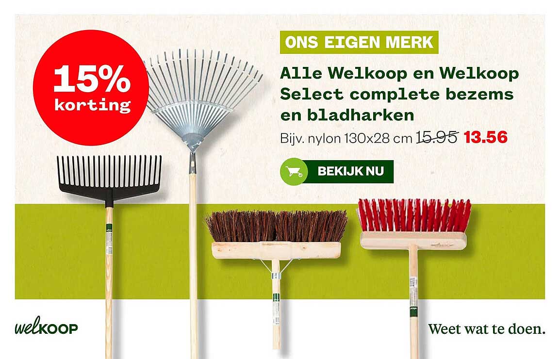 Alle Welkoop en Welkoop Select complete bezems en bladharken