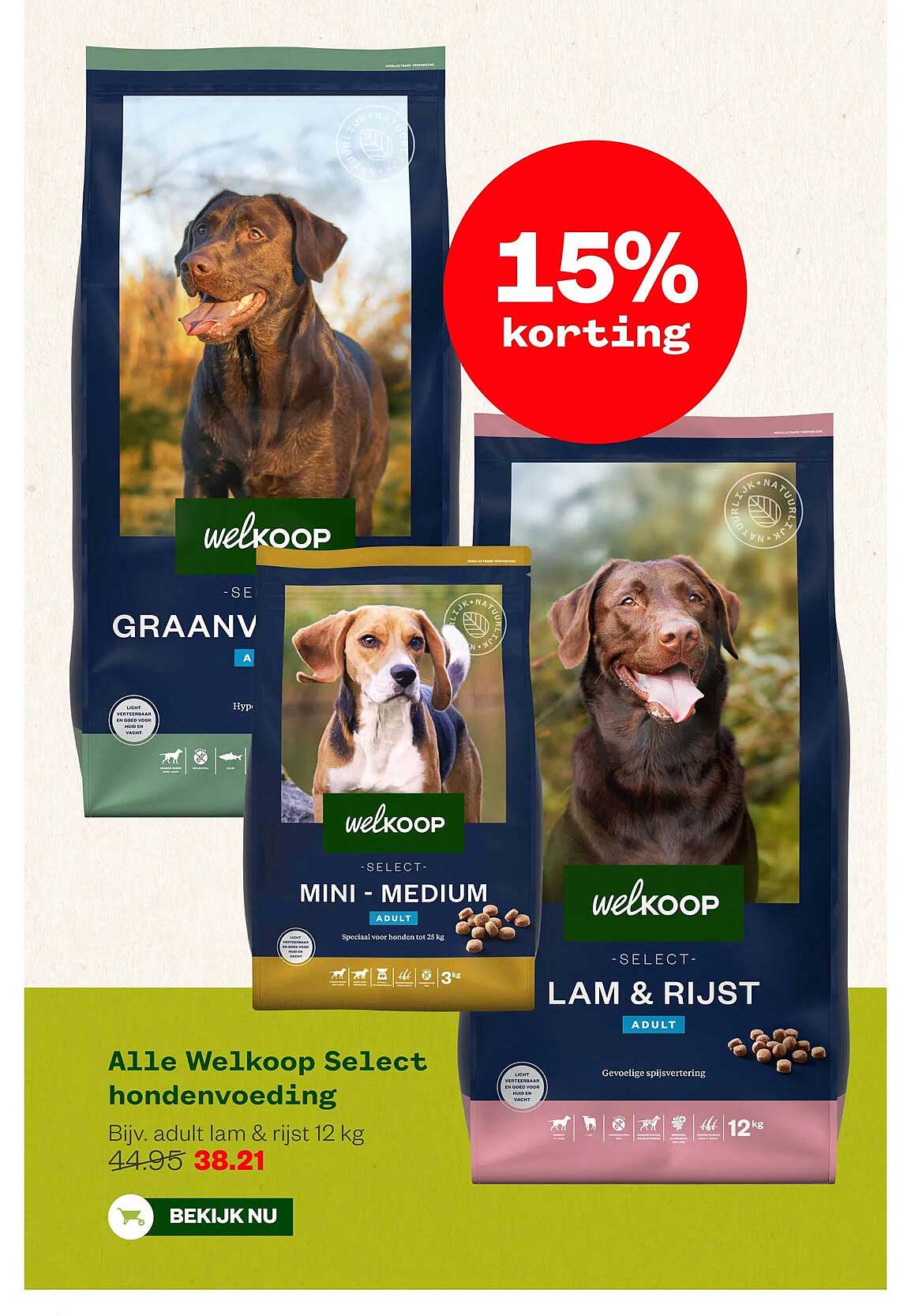 Alle Welkoop Select hondenvoeding 15% korting