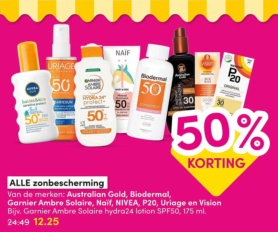 ALLE zonbescherming 50% KORTING