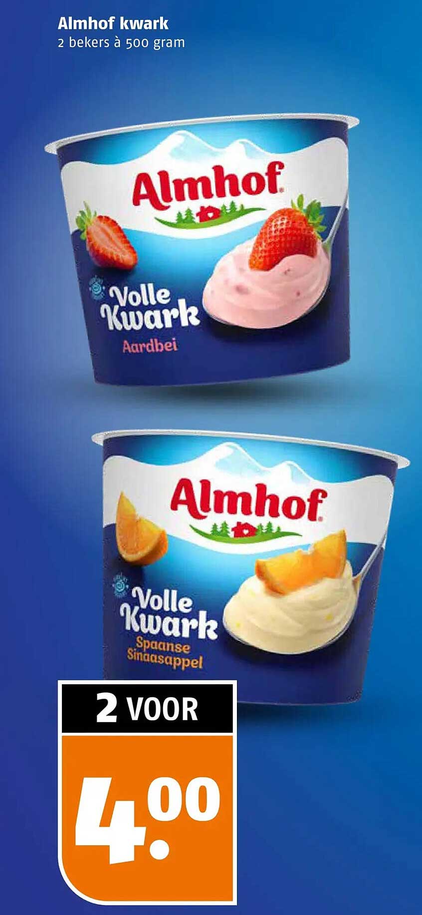 Almhof kwark 2 bekers à 500 gram