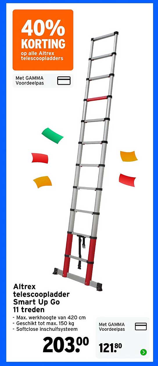 Altrex telescoopladder Smart Up Go 11 treden