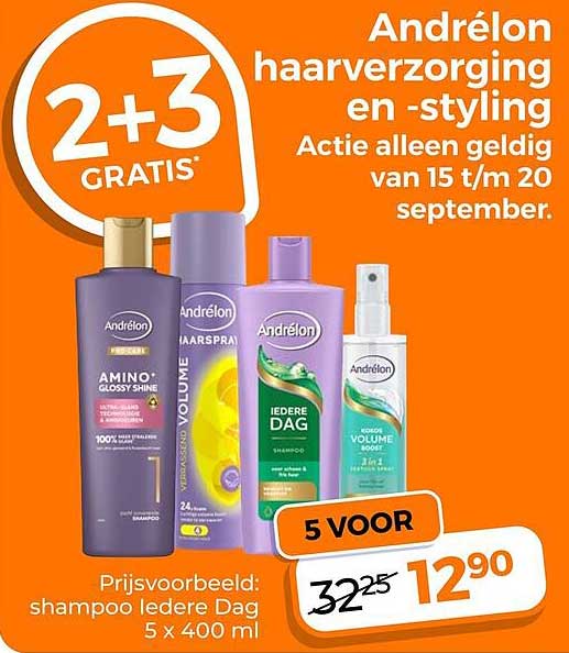 Andrélon haarverzorging en -styling 2+3 GRATIS