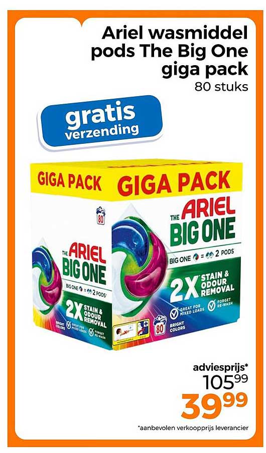 Ariel wasmiddel pods The Big One giga pack 80 stuks