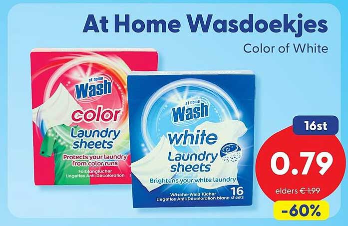 At Home Wasdoekjes Color of White 16st -60%