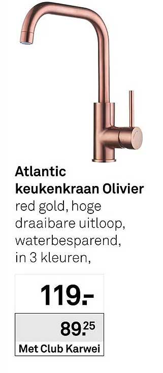 Atlantic keukenkraan Olivier red gold, hoge draaibare uitloop, waterbesparend, in 3 kleuren