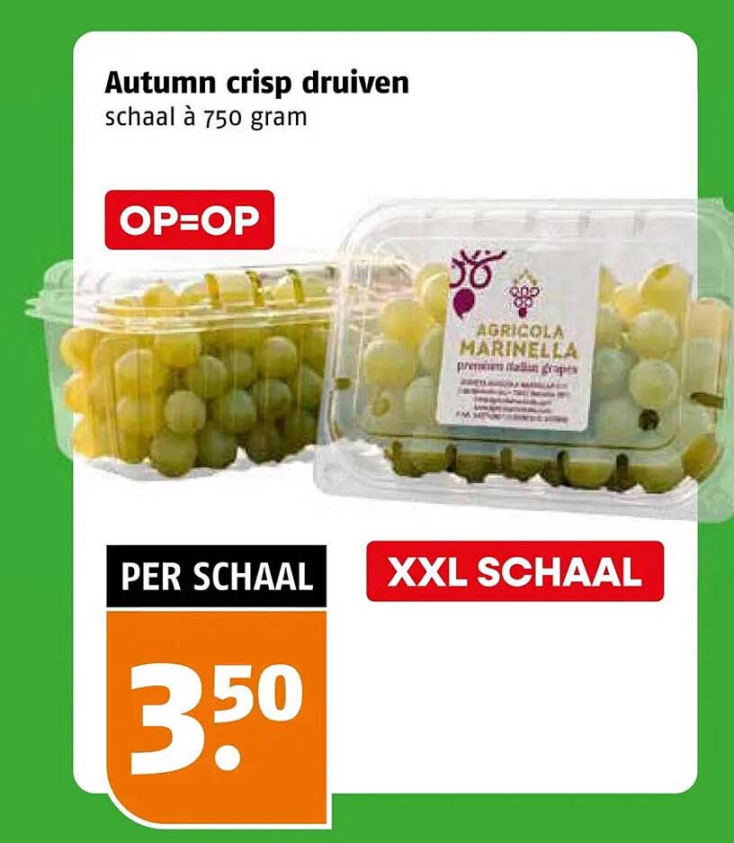 Autumn crisp druiven schaal à 750 gram OP=OP PER SCHAAL XXL SCHAAL