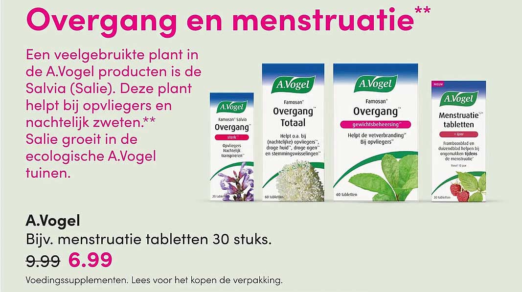 A.Vogel Bijv. menstruatie tabletten 30 stuks.