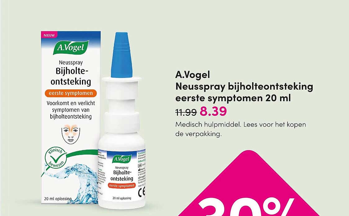 A.Vogel Neusspray bijholteontsteking eerste symptomen 20 ml