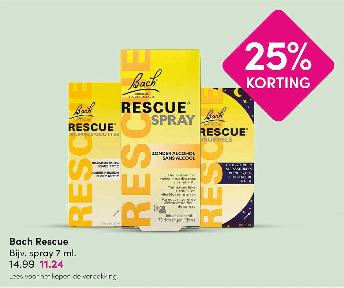 Bach Rescue Bijv. spray 7 ml. 25% KORTING