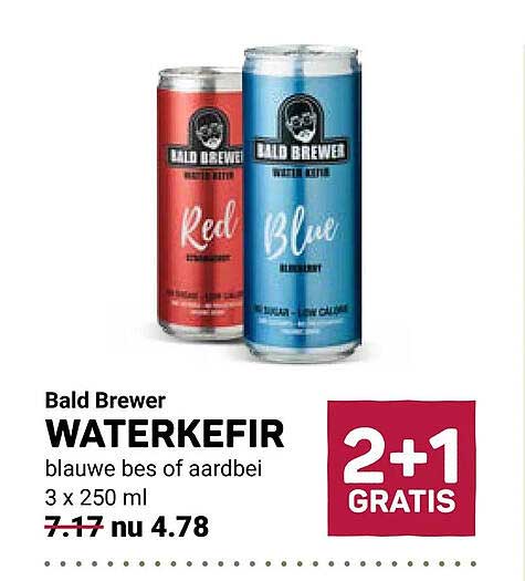 Bald Brewer WATERKEFIR blauwe bes of aardbei 2+1 GRATIS