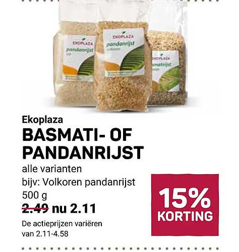 BASMATI- OF PANDANRIJST alle varianten